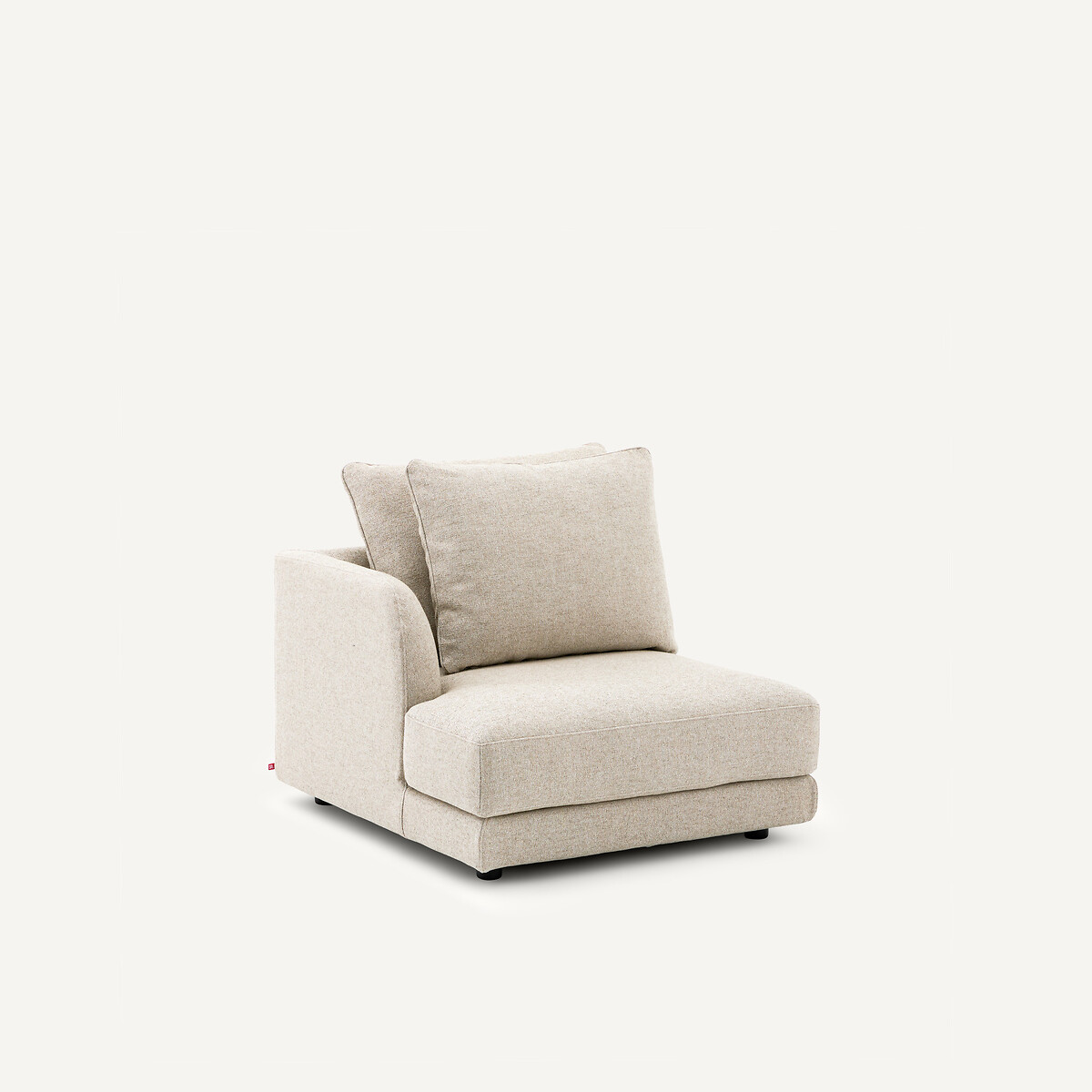 Linkes Sofa-Halbmodul, kombinierbar, aus strukturierter Viskose und Leinen, TIBERIO natur, AM.PM