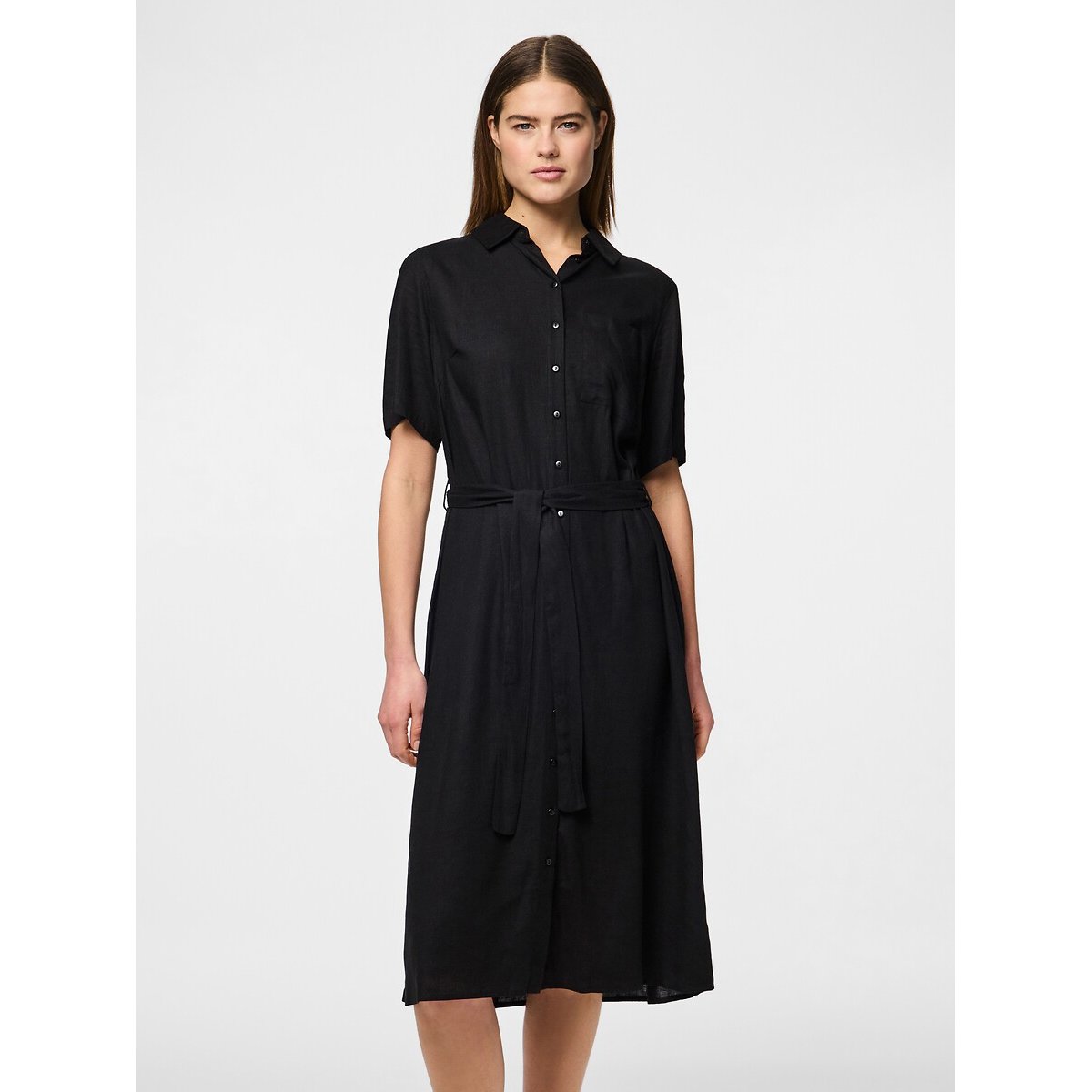 Chemisier maniche corte, con cintura nero , PIECES