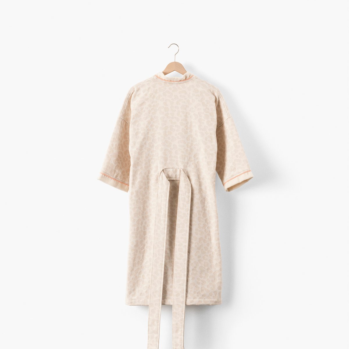 Peignoir coton col kimono LÉONORE ivoire, CARRE BLANC