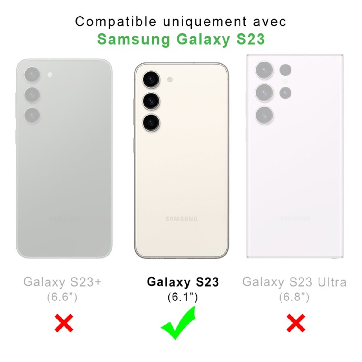 Coque Galaxy S23 antichoc + 2 vitres vert, EVETANE