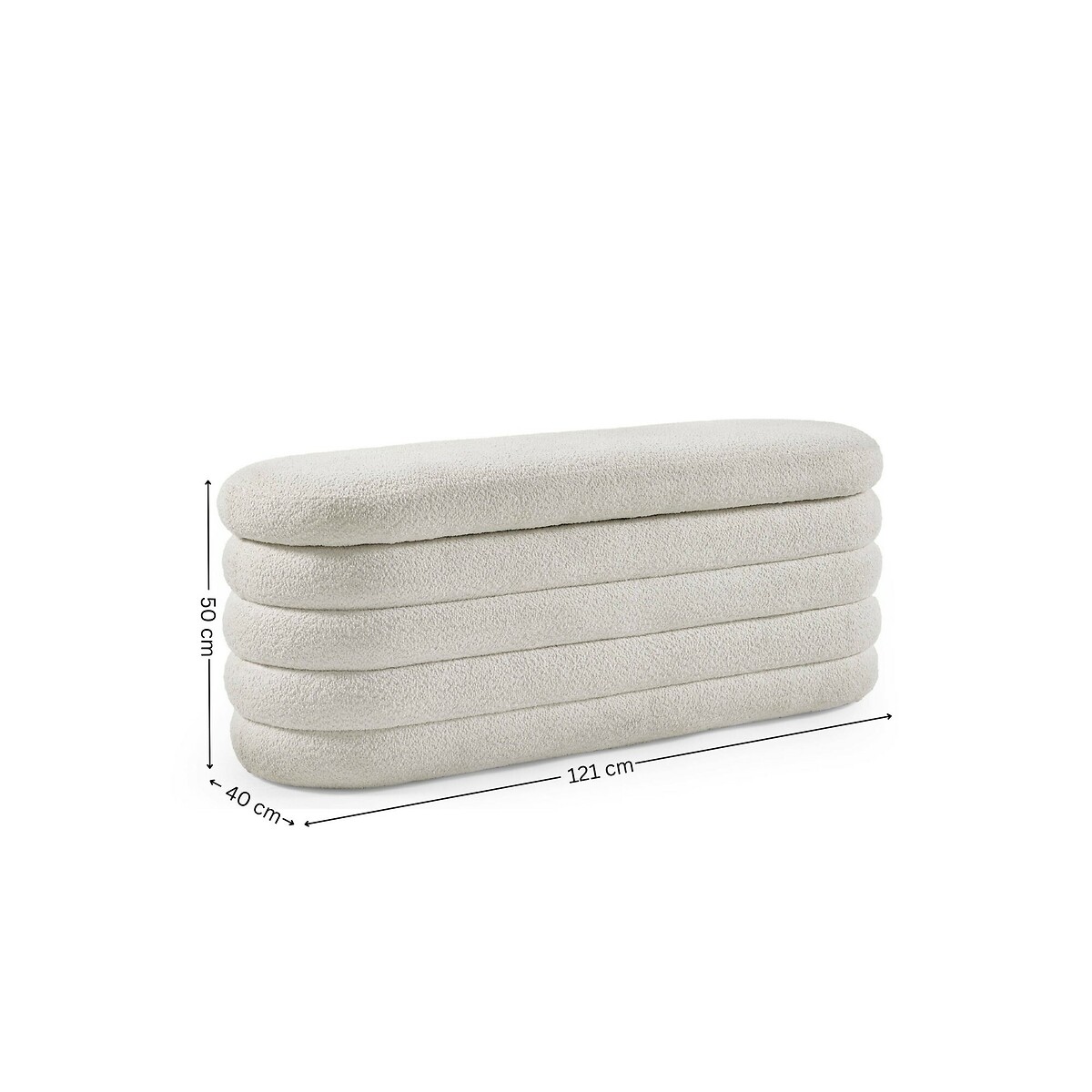 Celes Bouclé Curve Ottoman Storage Bench ivory, SO'HOME