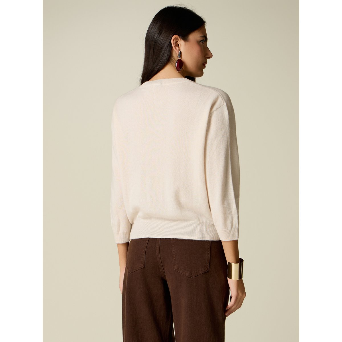 Pull à manches bouffantes blanc, OLTRE