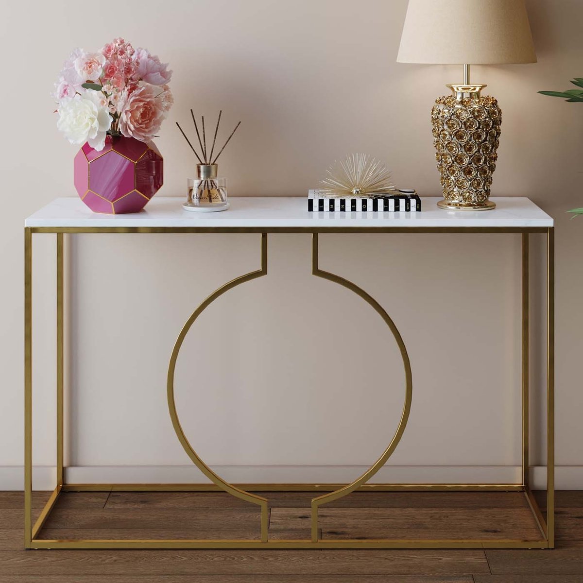 Console en marbre et acier, MIAMI or, KARE DESIGN