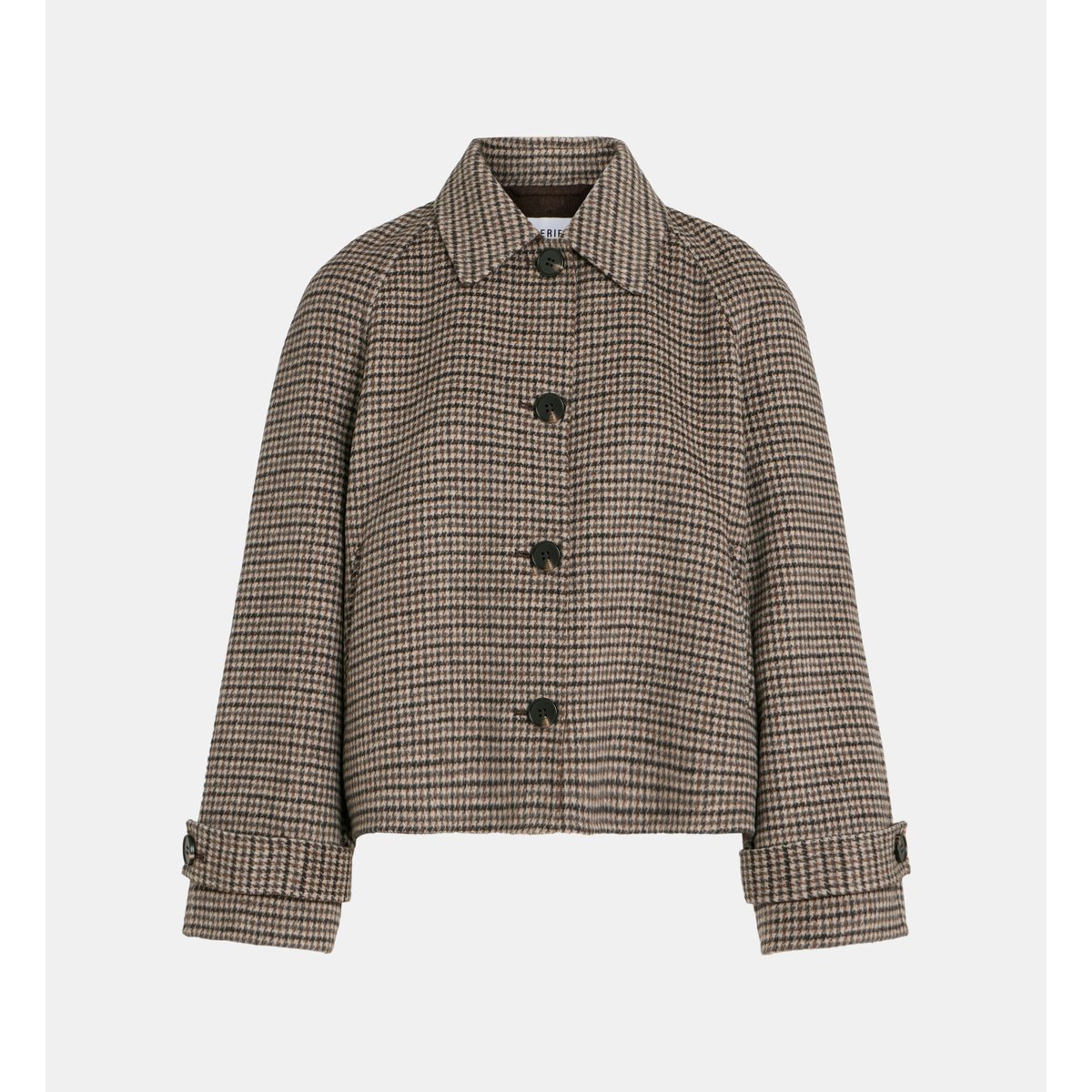 Veste droite courte arthur check marron, GALERIES LAFAYETTE