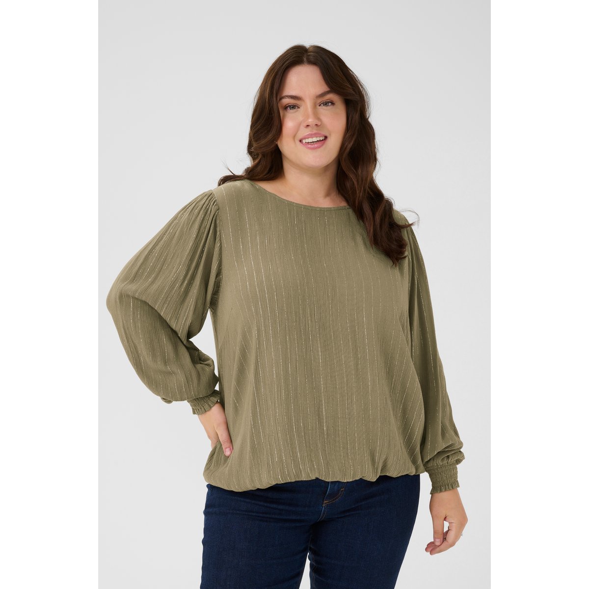 Blouse à manches longues gris morel, KAFFE CURVE