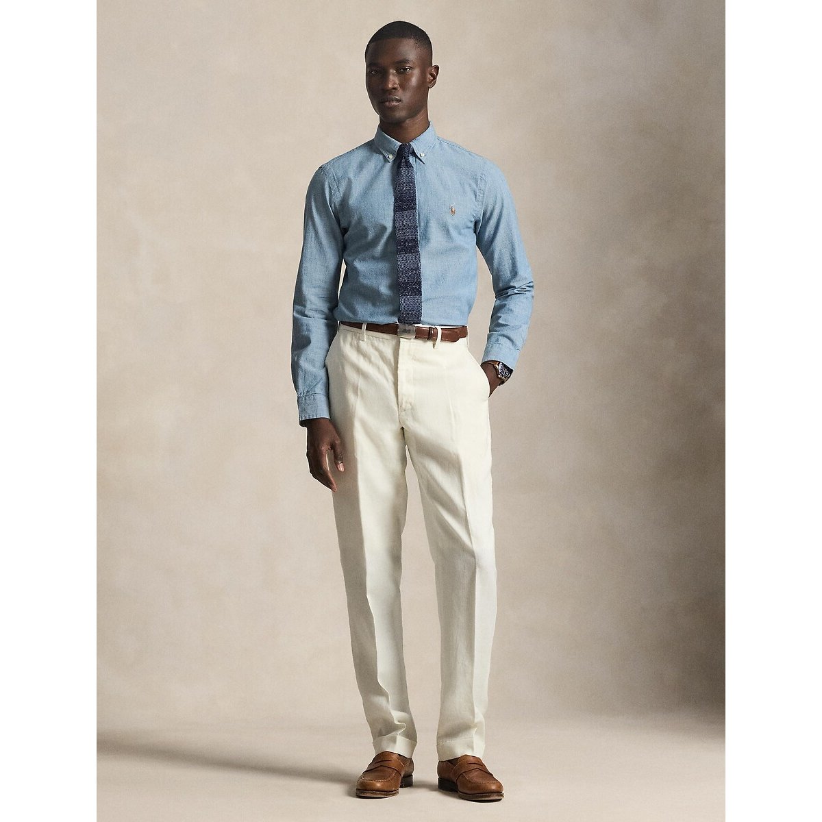 Chemise cintrée en chambray bleu chambray, POLO RALPH LAUREN