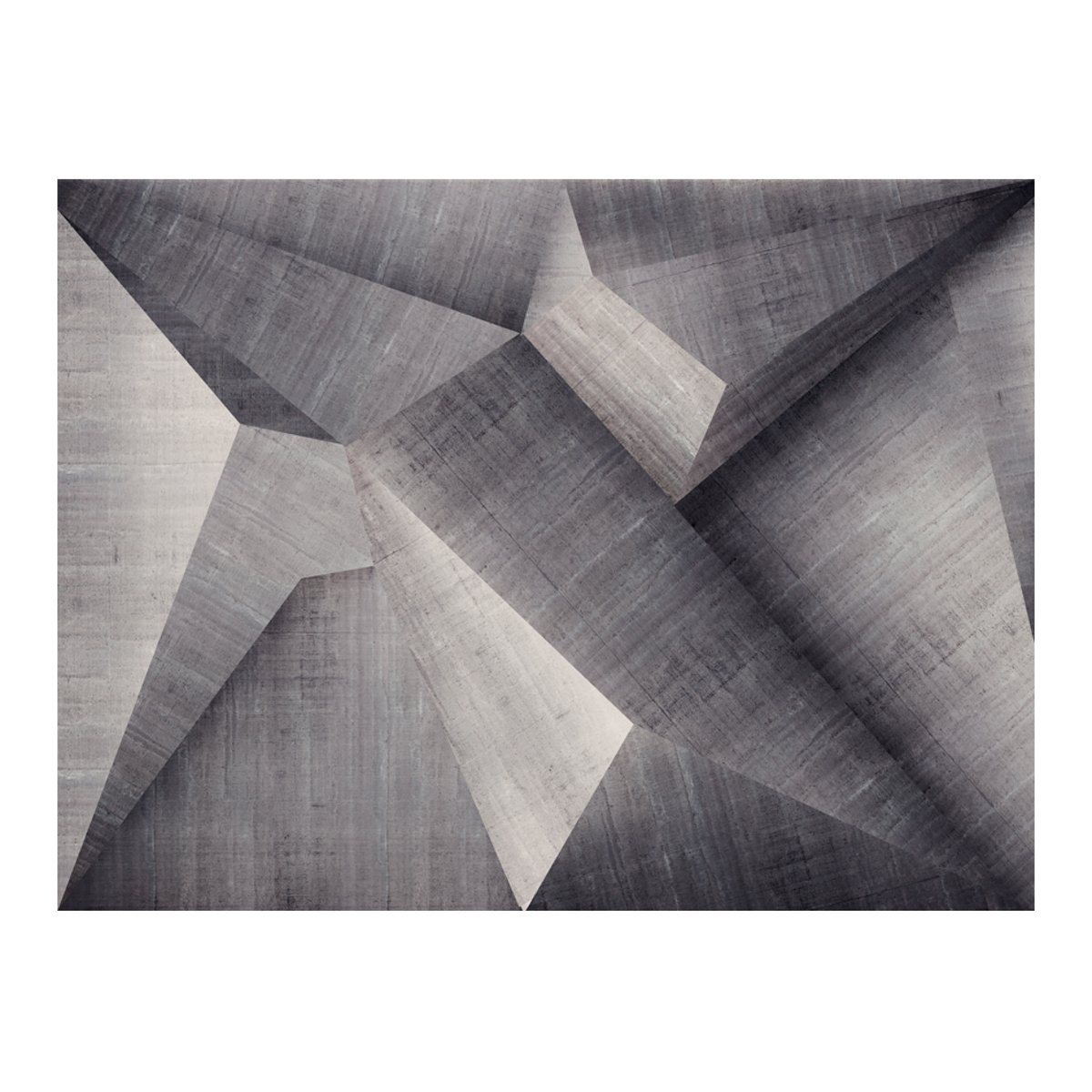 Papier peint intissé panoramique Abstractions Béton - illusion d'optique gris / argent, EDEN