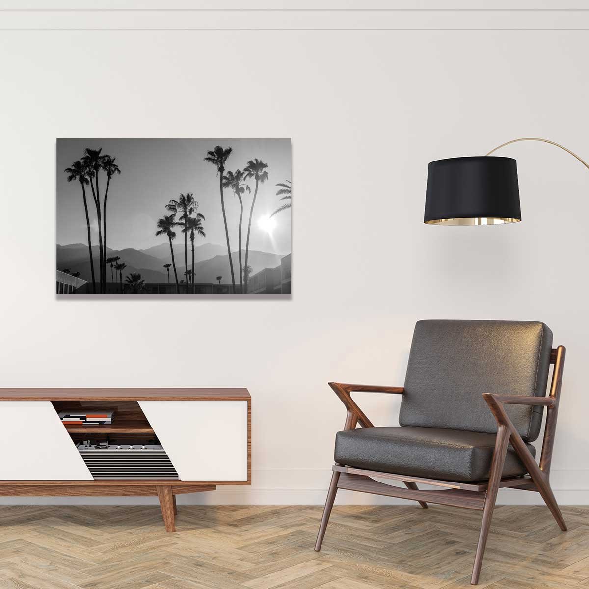 Tableau noir et blanc palmiers - palm springs tableau alu dibond, HEXOA