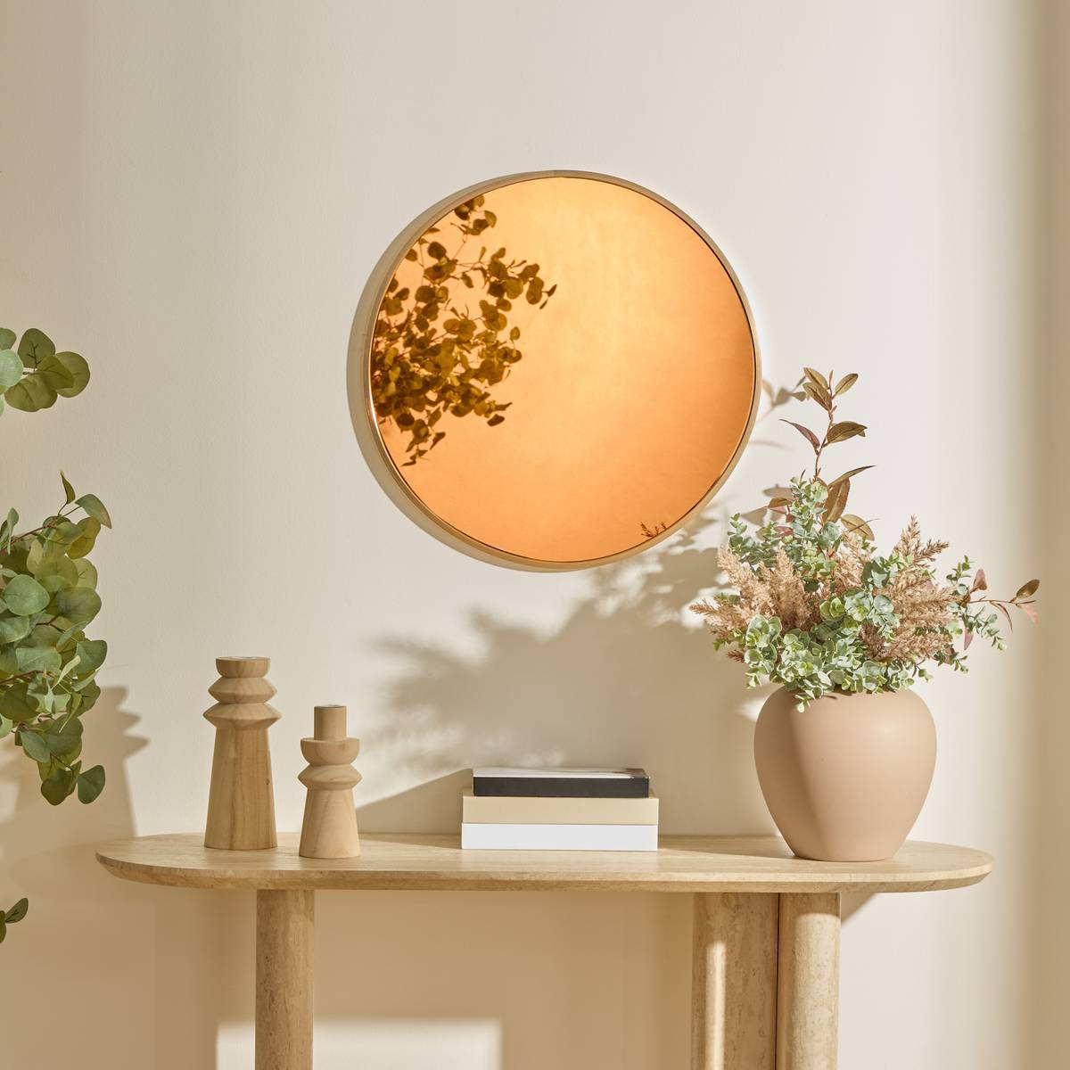 Miroir rond D50cm ALICE dore, ATMOSPHERA