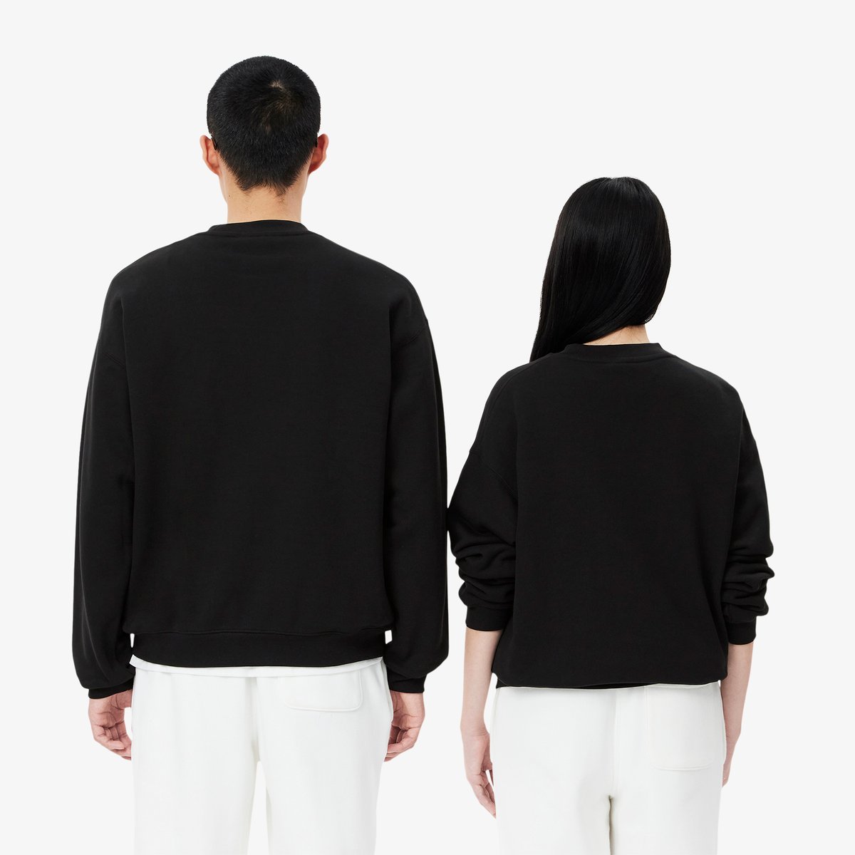 Sweatshirt loose fit molleton avec badge noir-031, LACOSTE