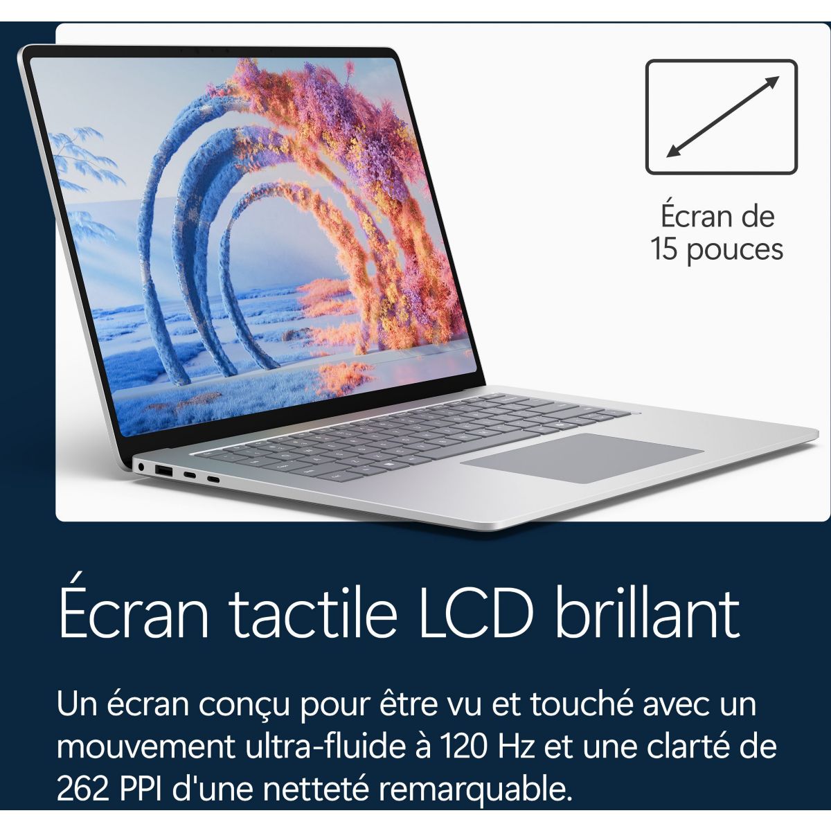 Ordinateur portable SURFACE LAPTOP 15" Tactile Snapdragon X plus 16 Go RAM LPDDR5x SSD 512 Go Copilot+PC couleur unique, MICROSOFT