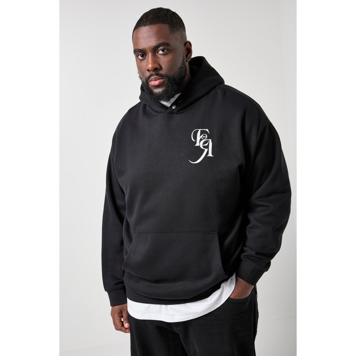 Sweat-shirt à capuche, coupe oversize noir, STHUGE