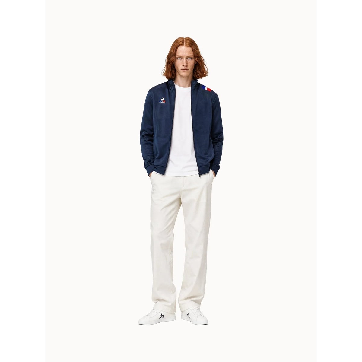 Veste zippée avec détails tricolores Teamsport blue, LE COQ SPORTIF