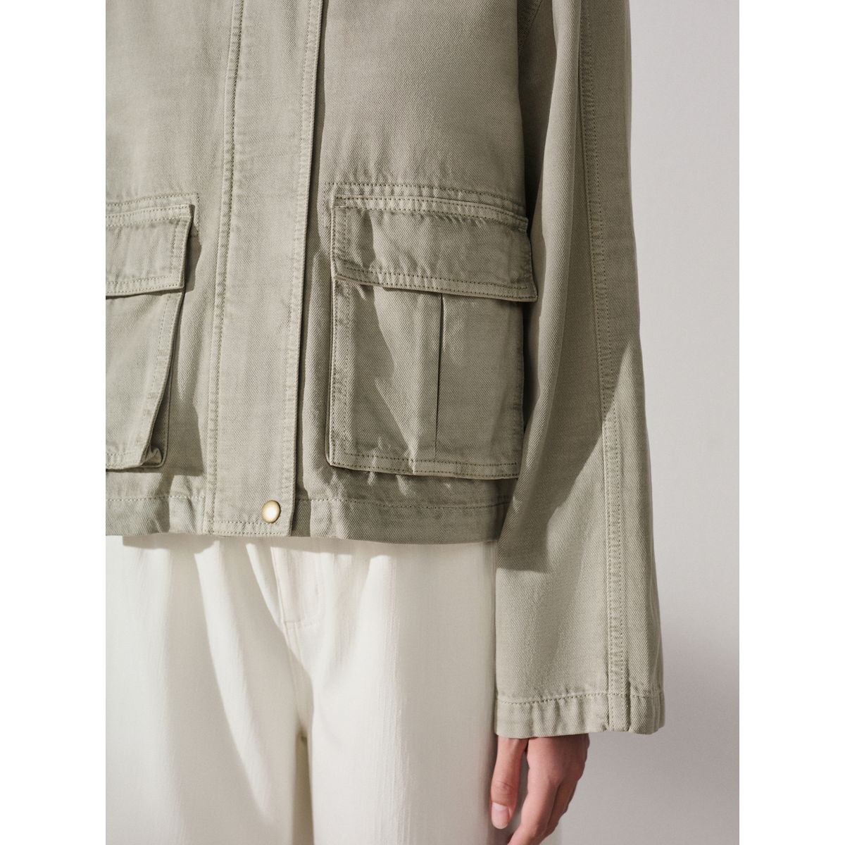 Veste en coton à 2 poches et col cheminée vert kaki, NEXT