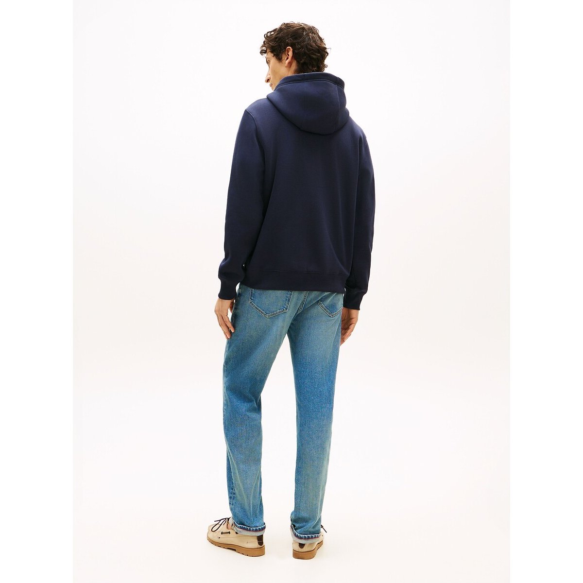 Flag Logo Hoodie navy blue, TOMMY HILFIGER