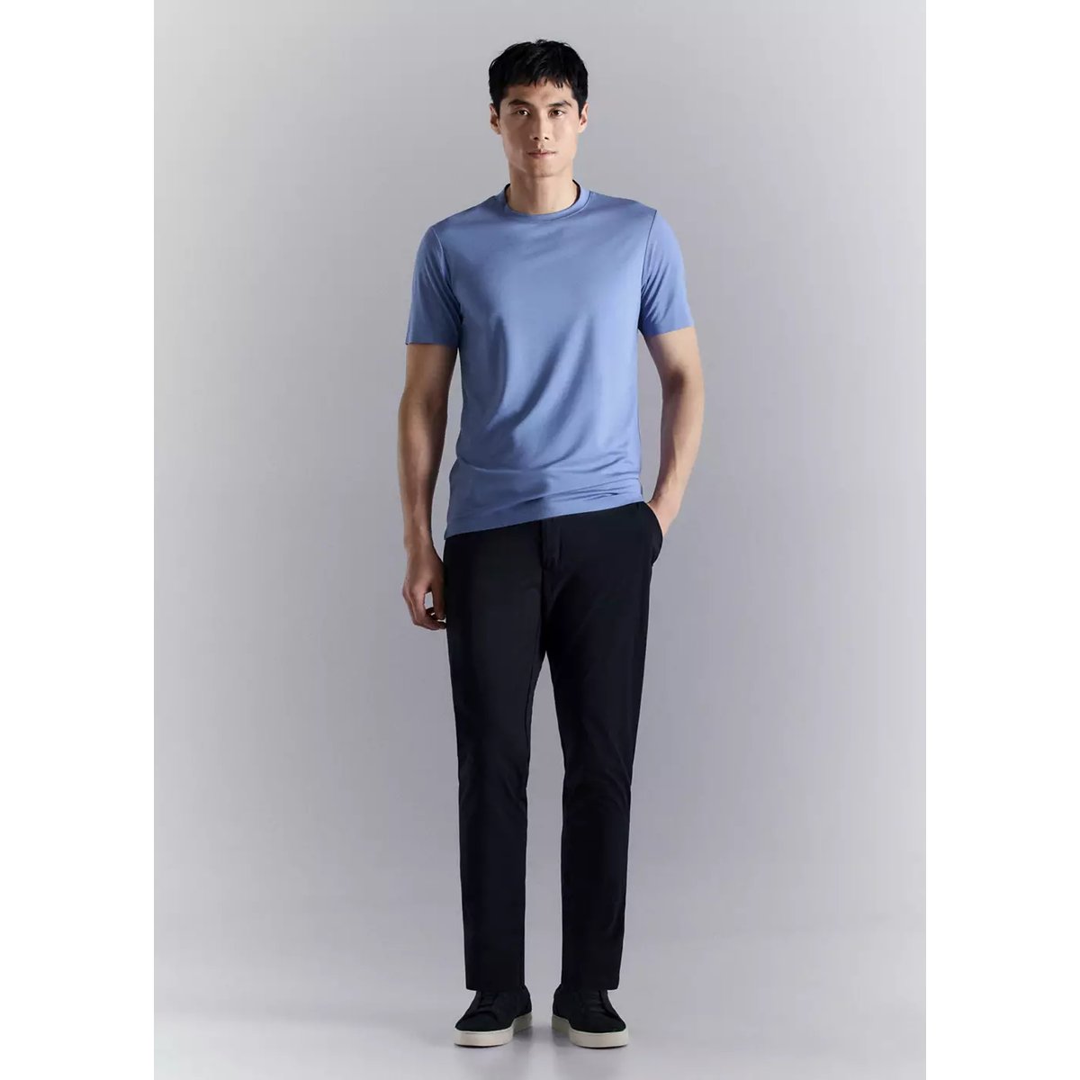 T-shirt slim-fit comfort stretch Coolmax ® bleu porcelaine, MANGO MAN