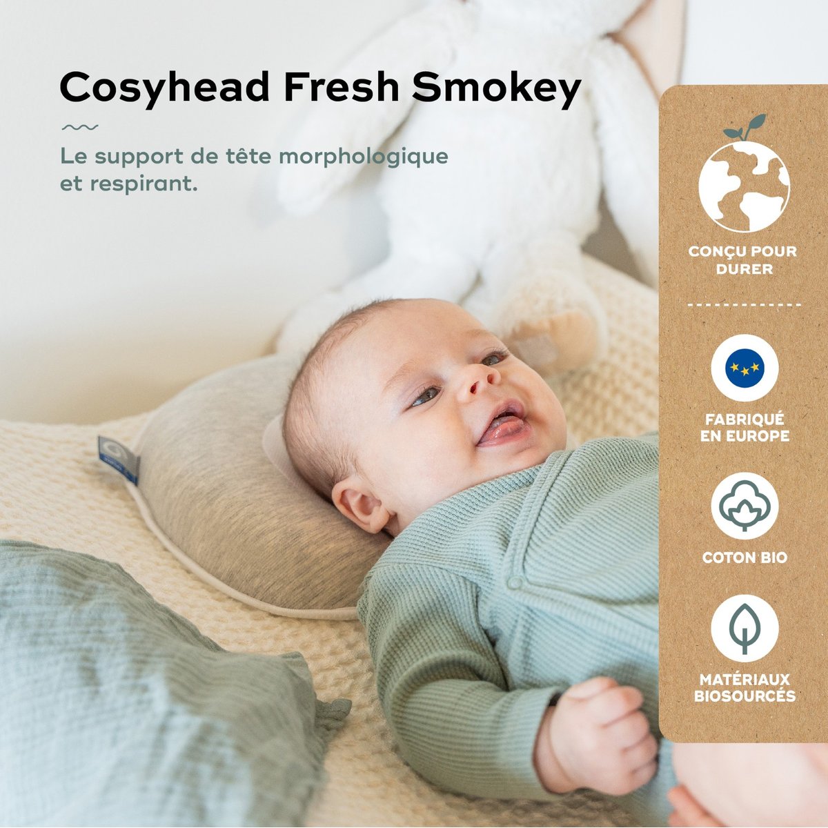 Support de tête Cosehead Fresh Smokey gris, BABYMOOV