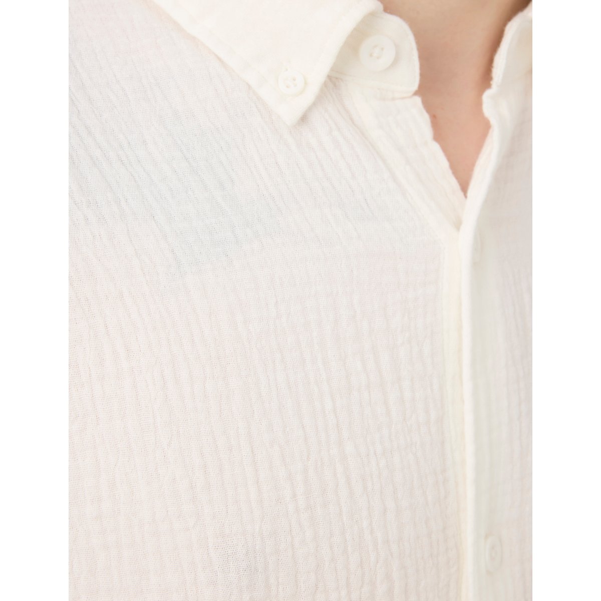 Chemise manches longues gaze de coton blanc écru, BZB