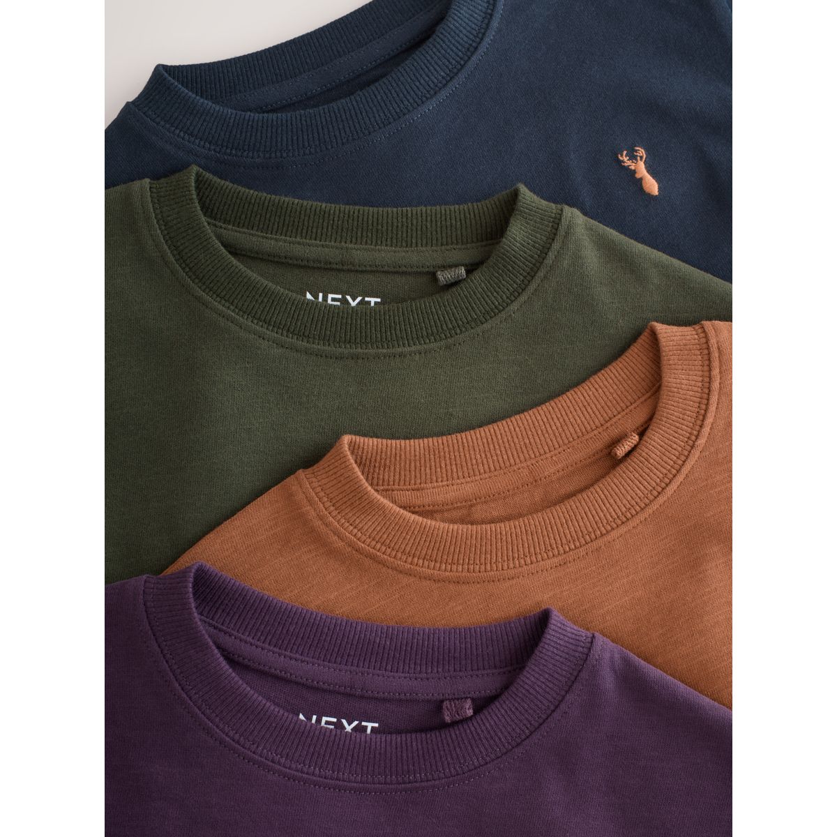 T-shirt confortable manches longues, lot de 4 kaki/brun clair/violet/bleu marine, NEXT