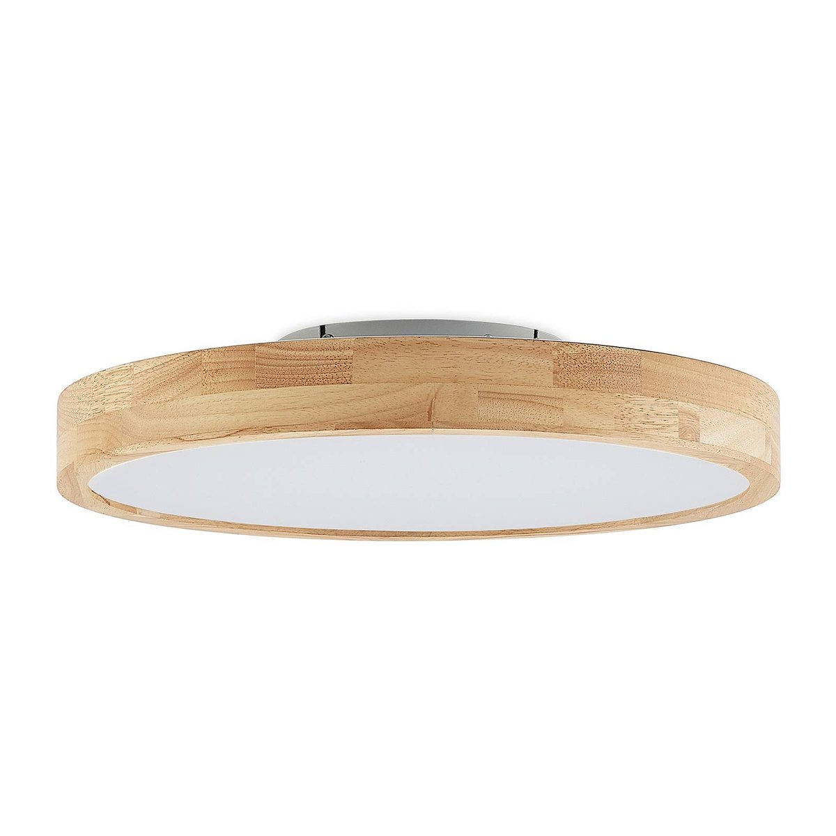 Plafonnier en bois moderneLED, Lanira bois clair, blanc, LINDBY