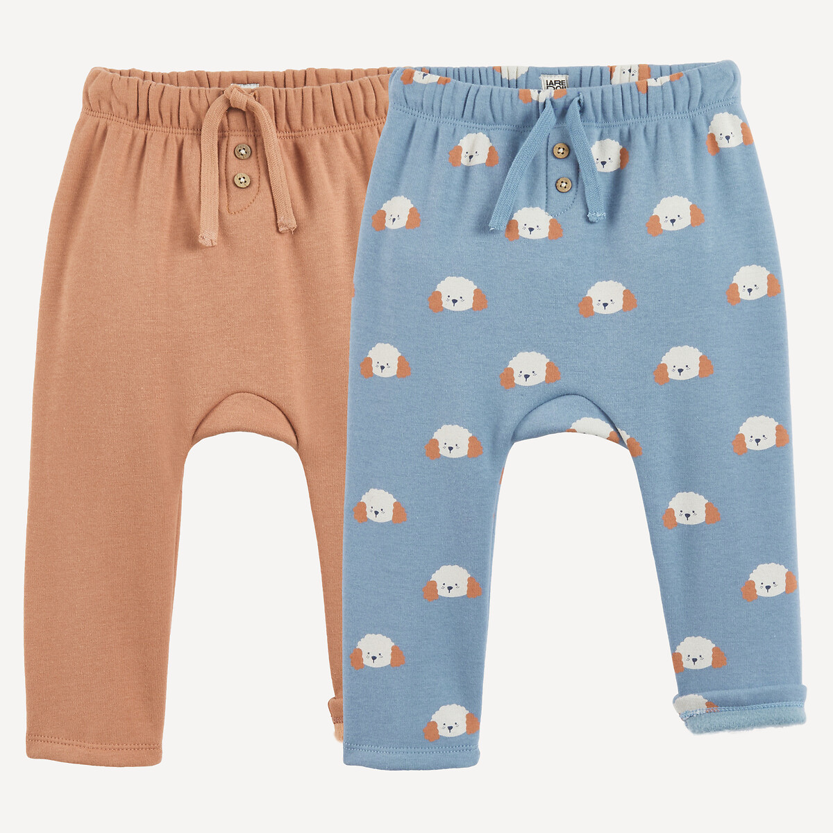 Lot de 2 sarouels chauds en molleton bleu + marron, LA REDOUTE COLLECTIONS