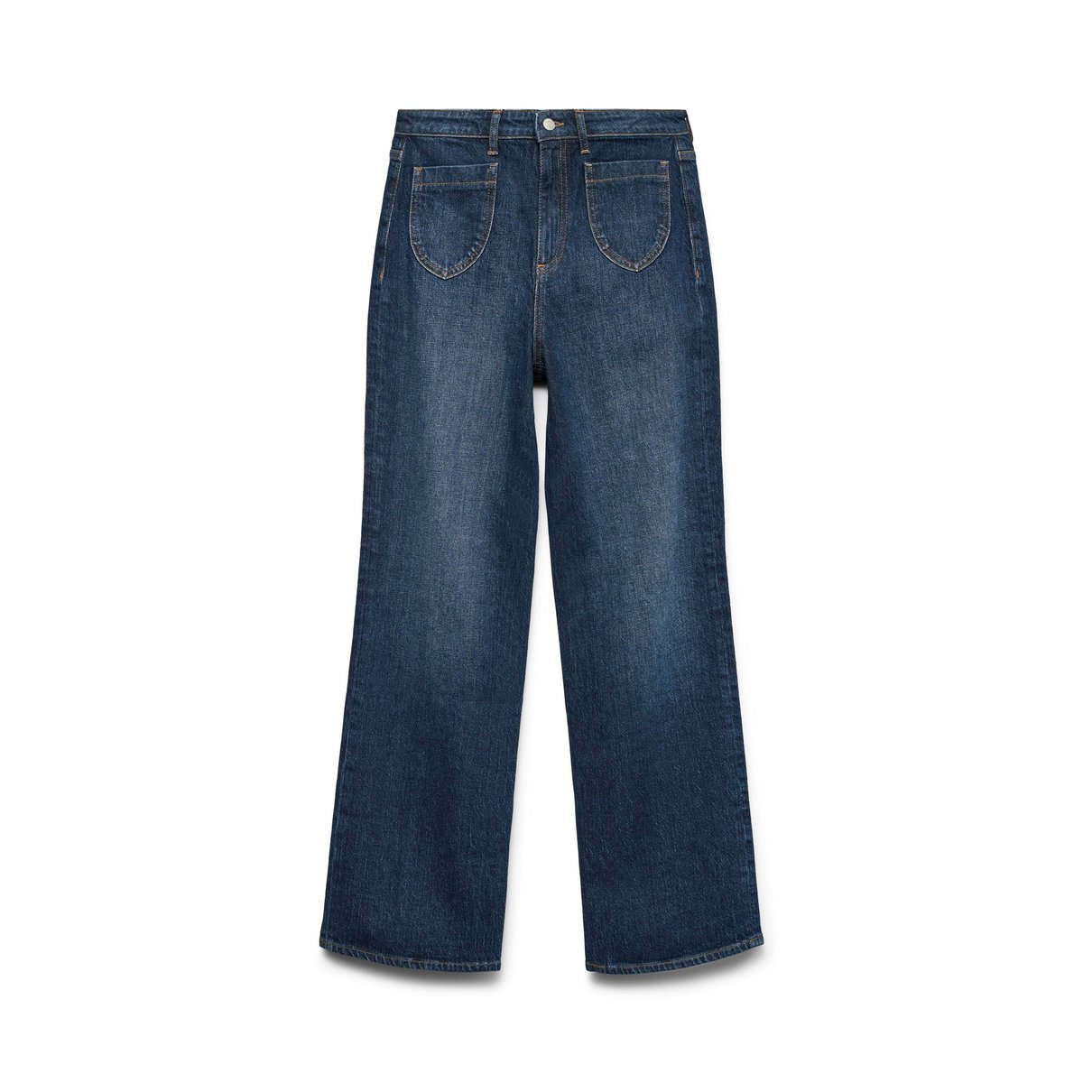 Jean À Coupe Large dark blue denim, VERO MODA