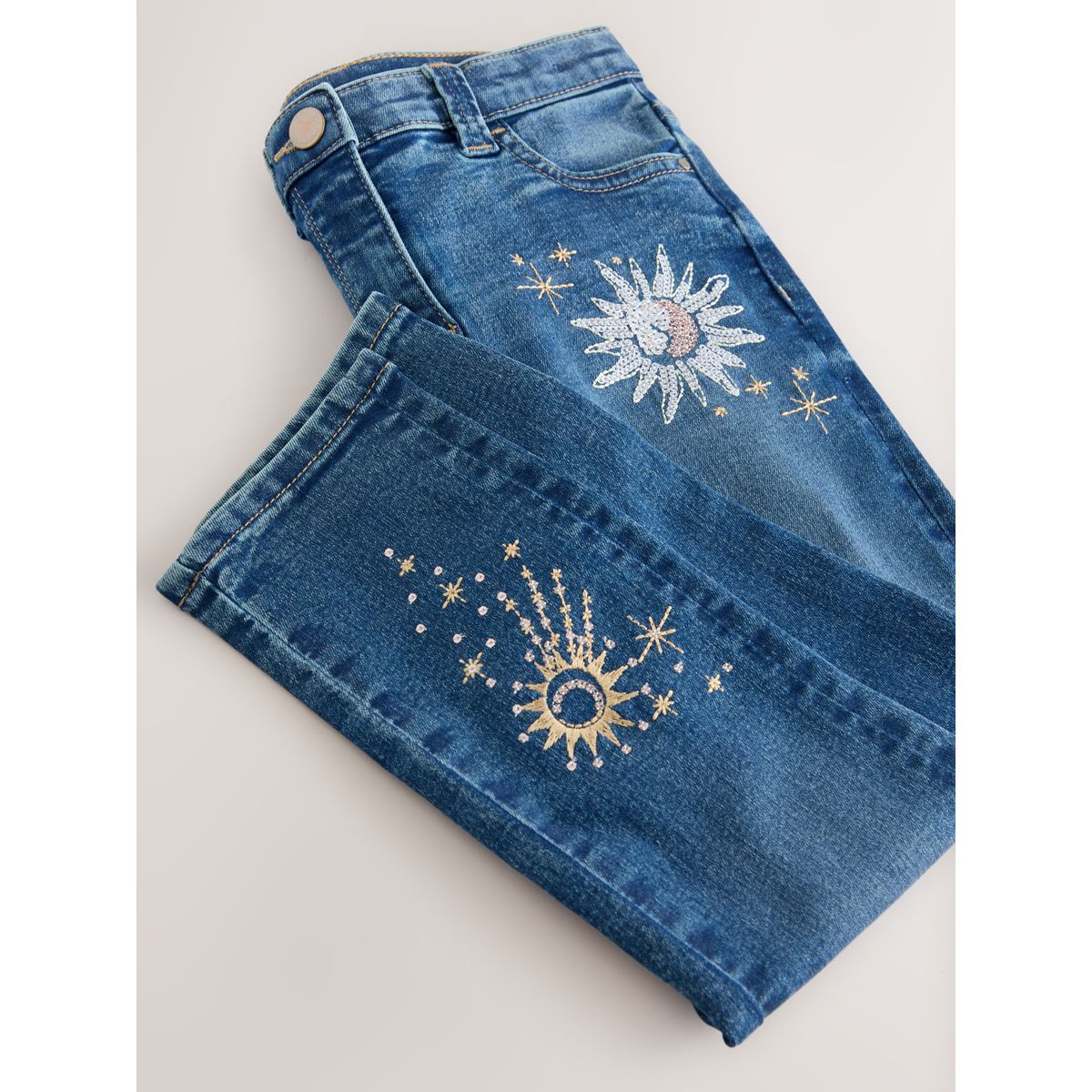 Jeans skinny brodé gris anthracite, NEXT