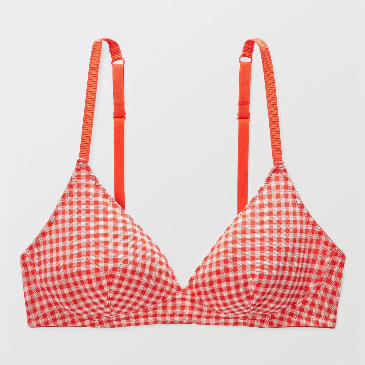 Soutien-gorge triangle JANE en tulle imprimé rouge, MONOPRIX
