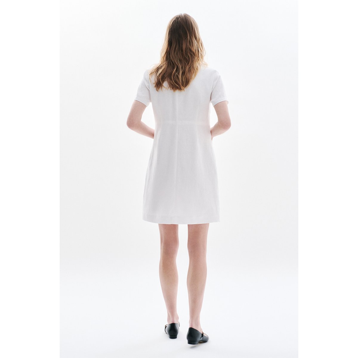 Robe droite col polo en lin LAUREB blanc, CAROLL