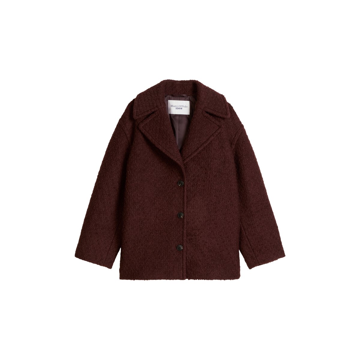 Manteau court bouclé, coupe classique en mélange de laine de grande qualité marron, MARC O’POLO DENIM
