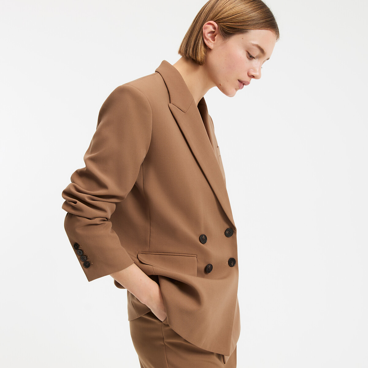 Blazer coupe ample marron camel, LA REDOUTE COLLECTIONS