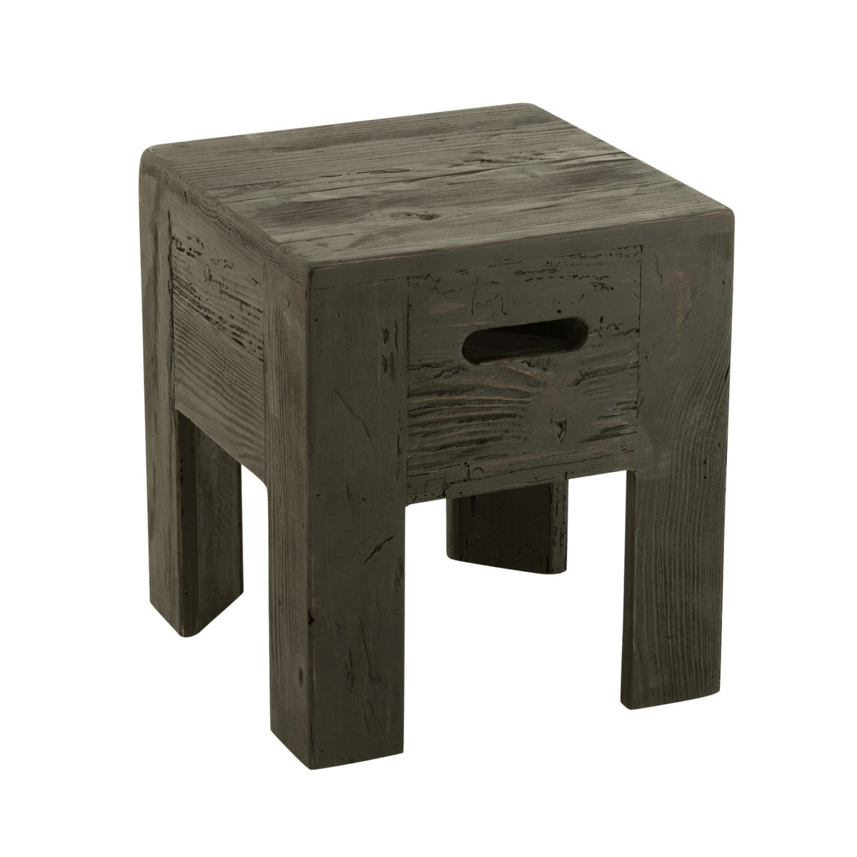 Tabourets en bois massif carrés (lot de 2) - TERRA noir, HELLIN, DEPUIS 1862