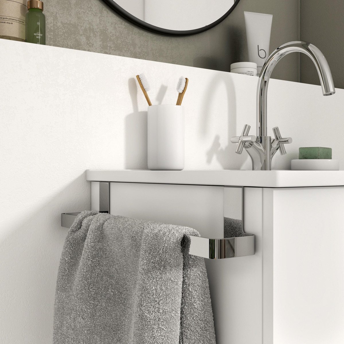 Porte-serviettes 1 barre en inox, ESSENTIAL argent, SENSEA