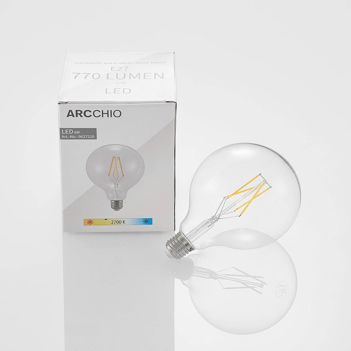 Ampoule E27 en verreLED, E27 6W LED couleur unique, ARCCHIO