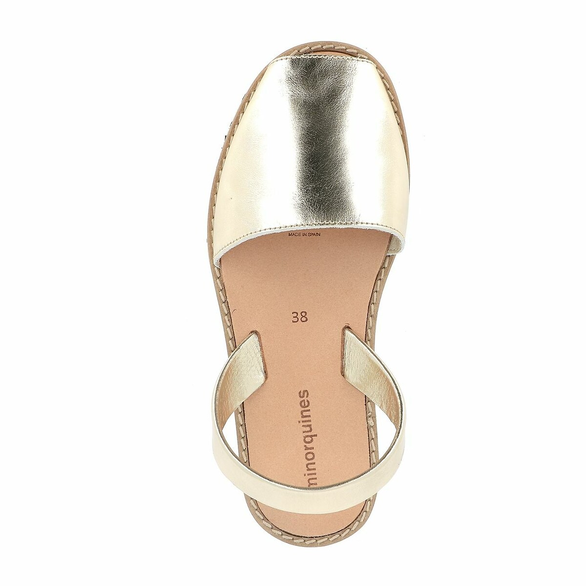 Sandales plates en cuir Avarca Metal doré, MINORQUINES