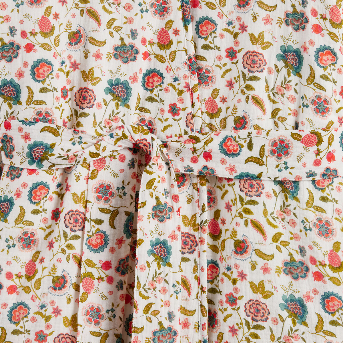 Peignoir kimono gaze coton doublée éponge, Shirley imprimé fond écru, LA REDOUTE INTERIEURS