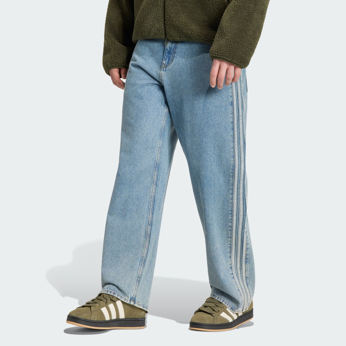 Jean Jambes Droites Taille Mi-Haute Denim Firebird Adicolor Jean Jambes Droites Taille Mi-Haute Denim Firebird Adicolor worn blue denim, adidas Originals