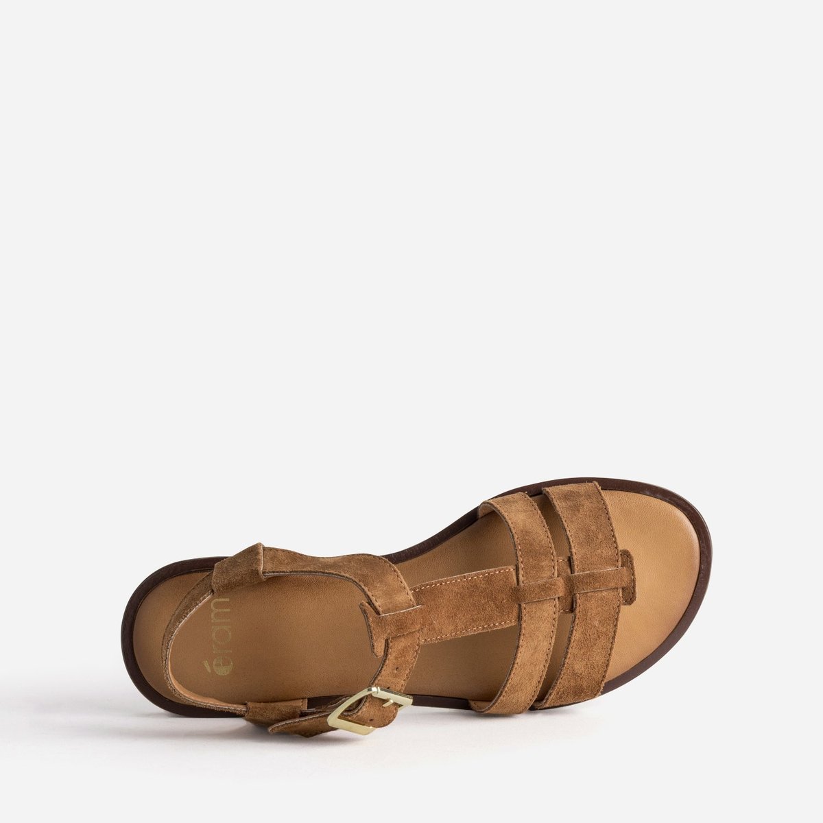 Sandale Plate en cuir SIRINE camel, ERAM