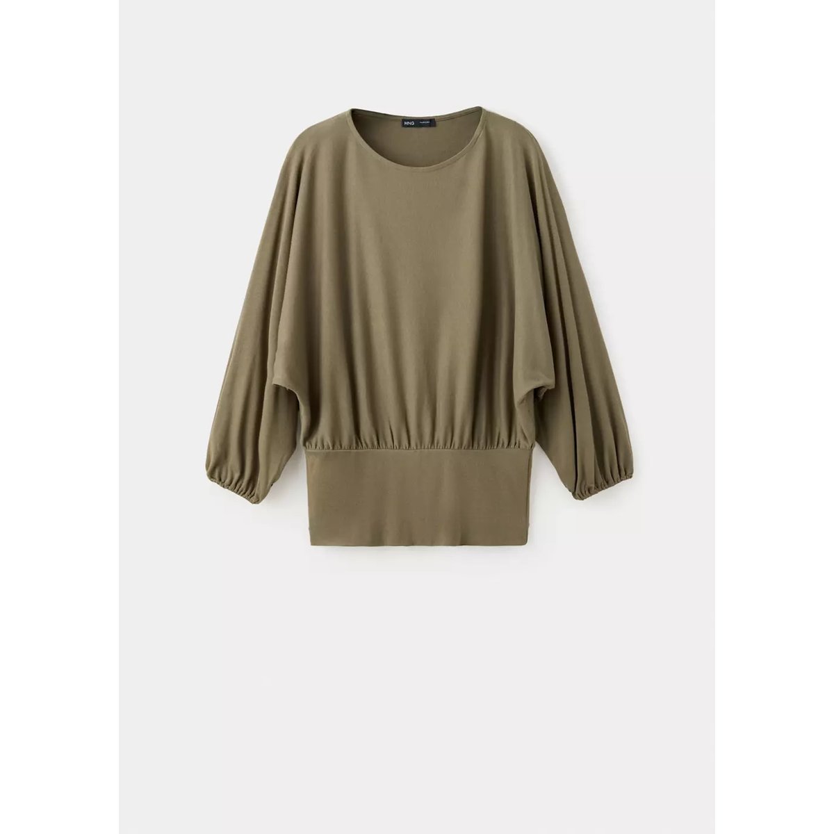 Blouse froncée ceinture large kaki, MANGO