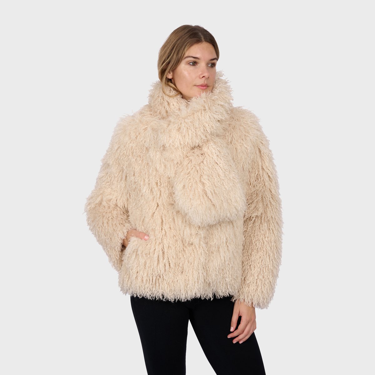 Veste courte à châle amovible KYOTO beige clair, OAKWOOD