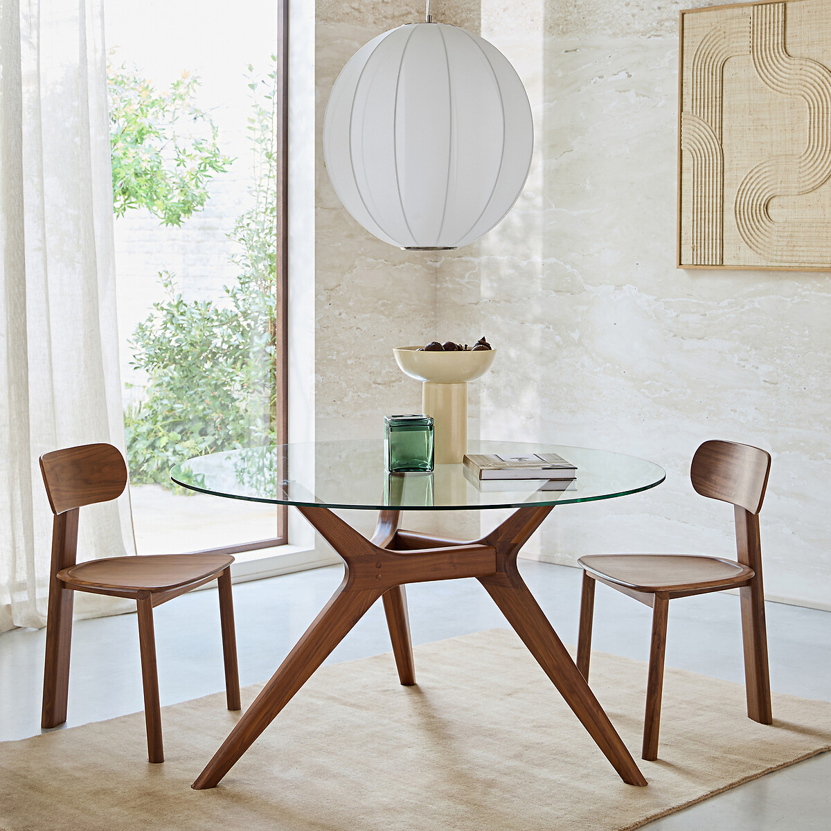 Runder Tisch Maricielo, Durchmesser 130, Glas und Nussbaum nussholz, AM.PM