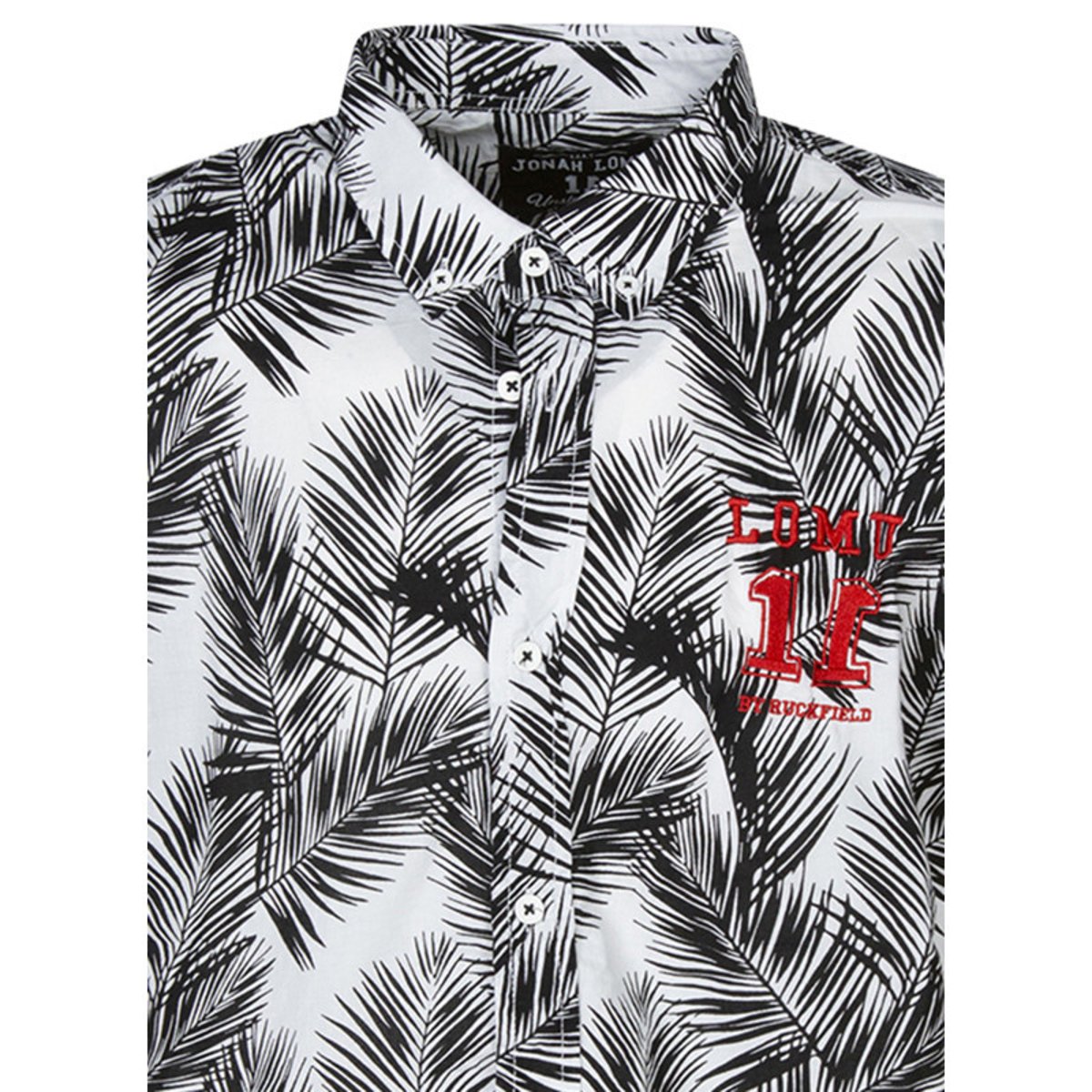 Chemise blanche en coton avec des motifs une coupe droite et un col boutonné blanche, RUCKFIELD
