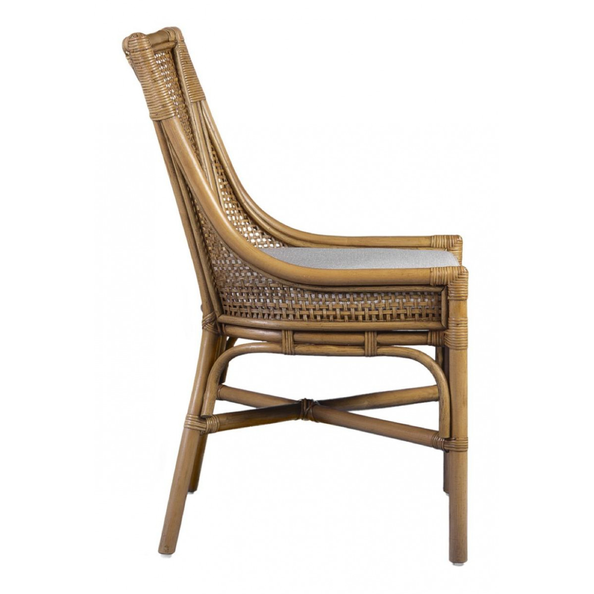 Chaise avec coussin rotin marron, DECORATION D’AUTREFOIS
