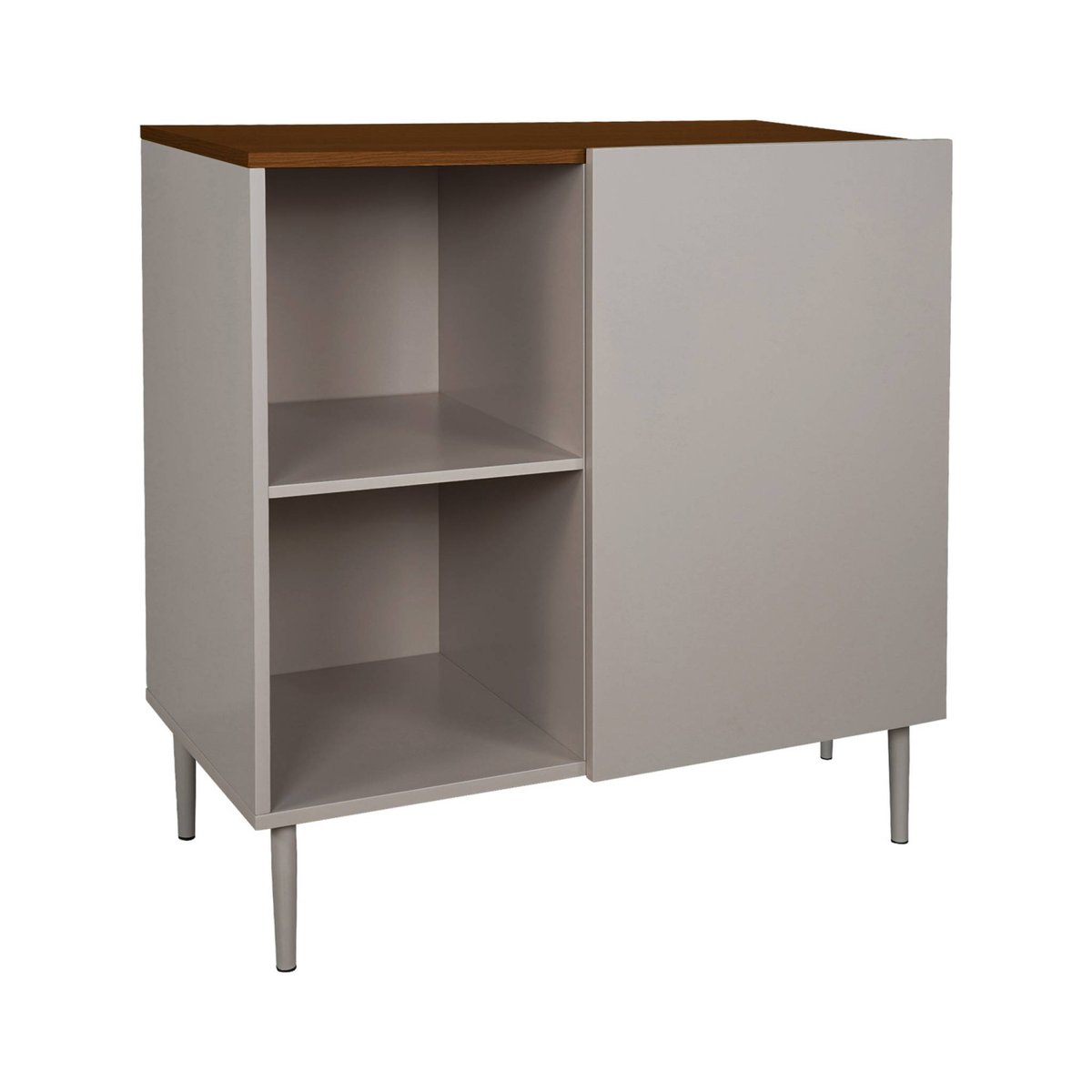 Buffet, meuble de rangement décor bois piétement métal 1 porte 80cm ASHTON gris, SWEEEK