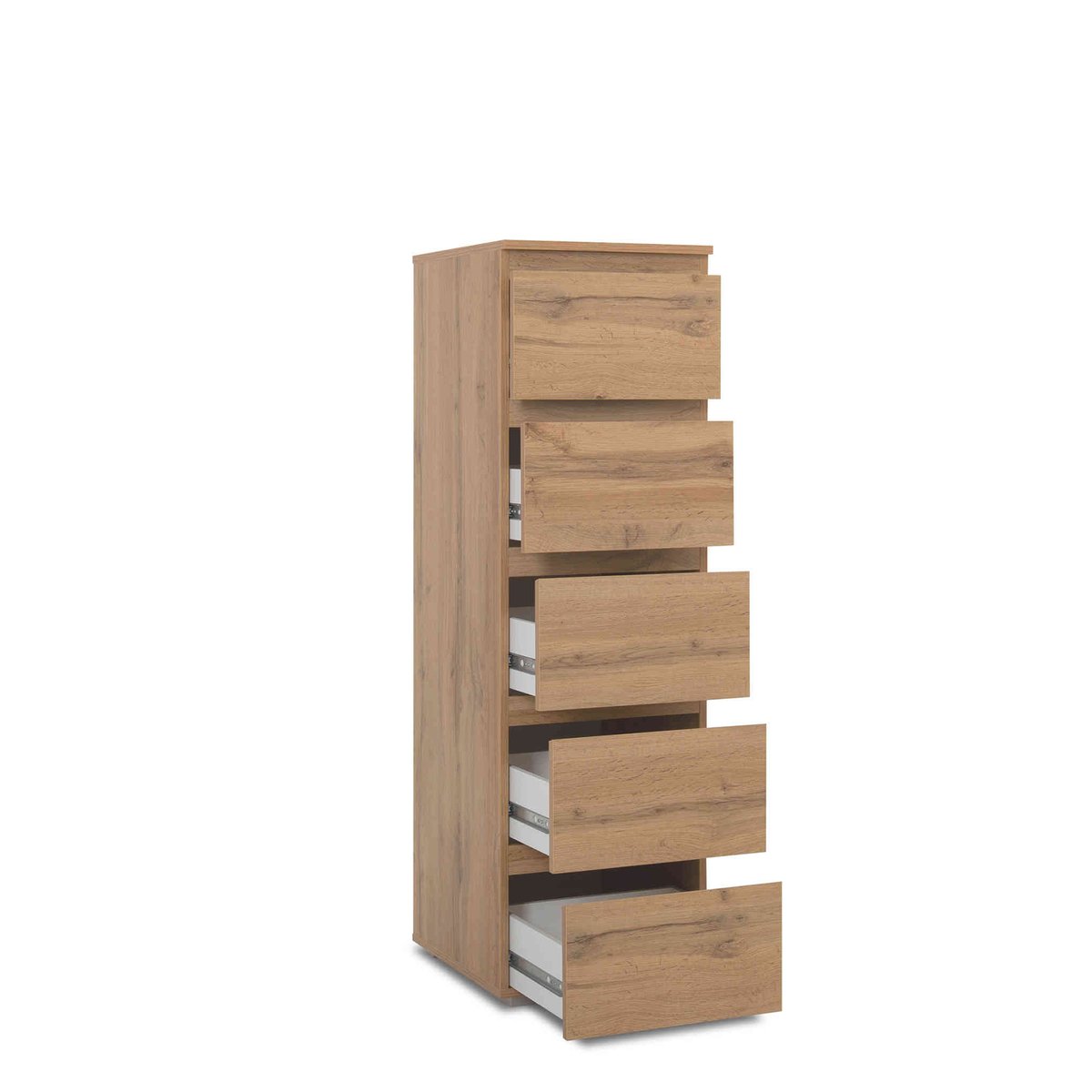 Commode étroite 5 tiroirs naturel, TERRE DE NUIT