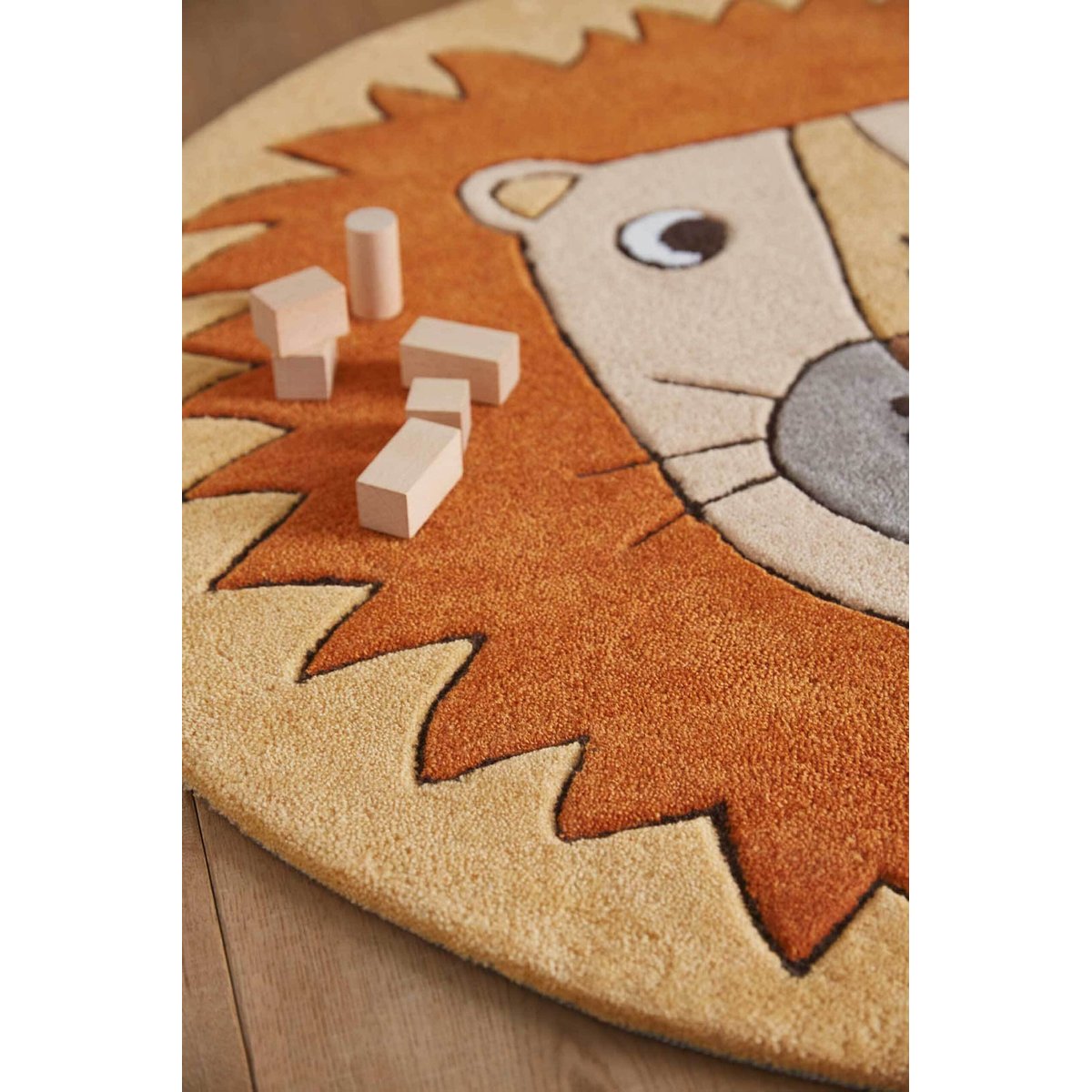 Tapis enfant rond motif lion , LINUS orange, SMART KIDS