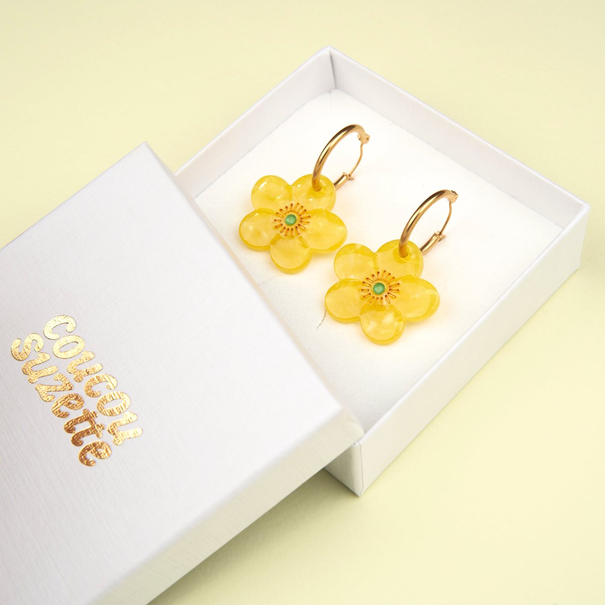 Boucles d'oreilles BOUTON D'OR jaune, COUCOU SUZETTE