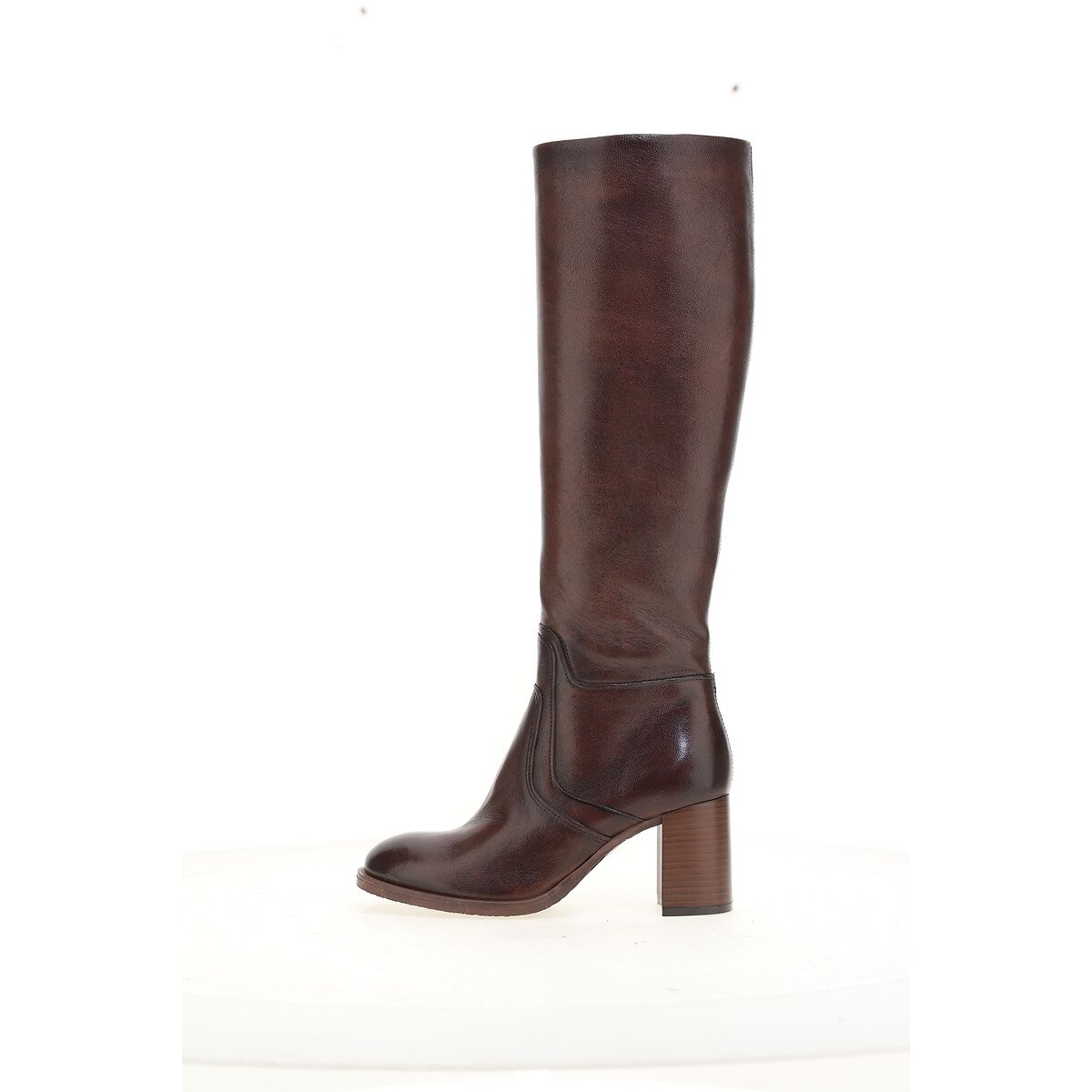 Bottes en cuir à talons chocolat, MJUS