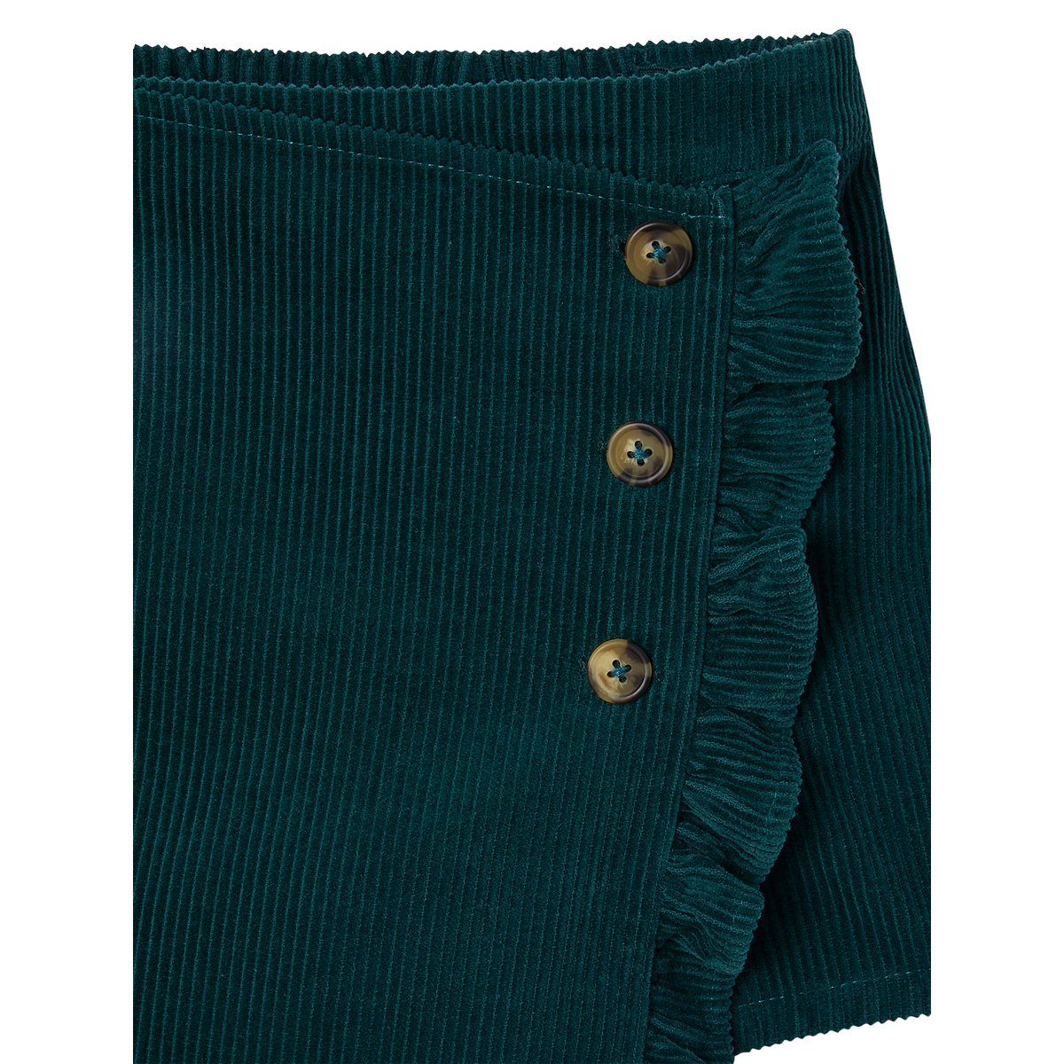 Jupe-short en velours côtelé effet portefeuille vert anglais, VERTBAUDET