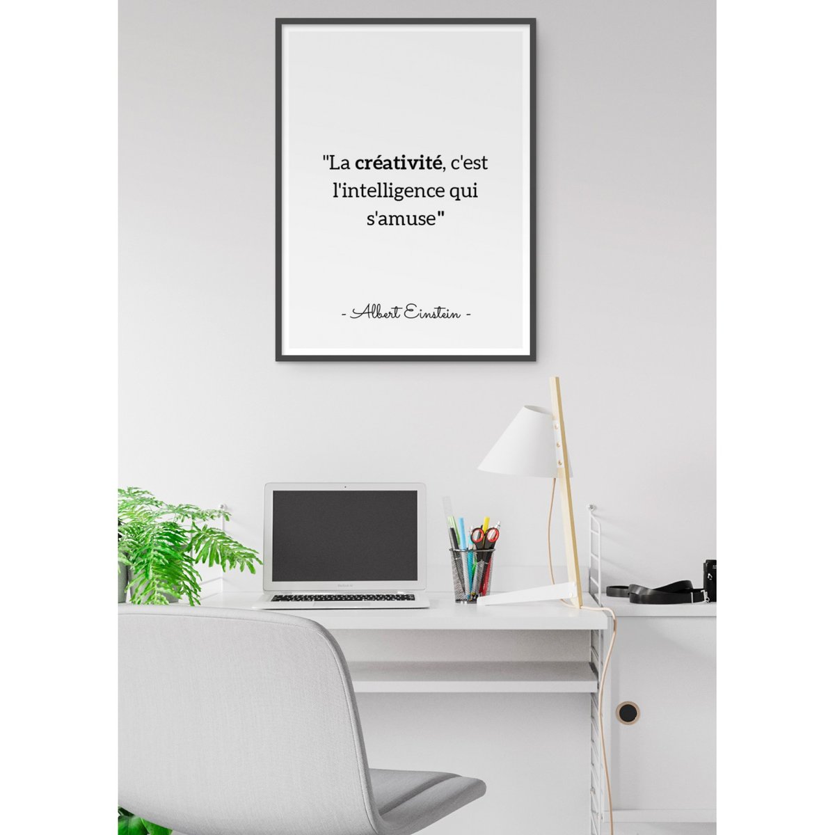 Affiche Einstein 'La créativité...' blanc, L'AFFICHERIE